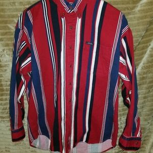 Chaps Ralph Lauren Vintage Red/Blue/Whitr Stripe Dress Shirt Size L